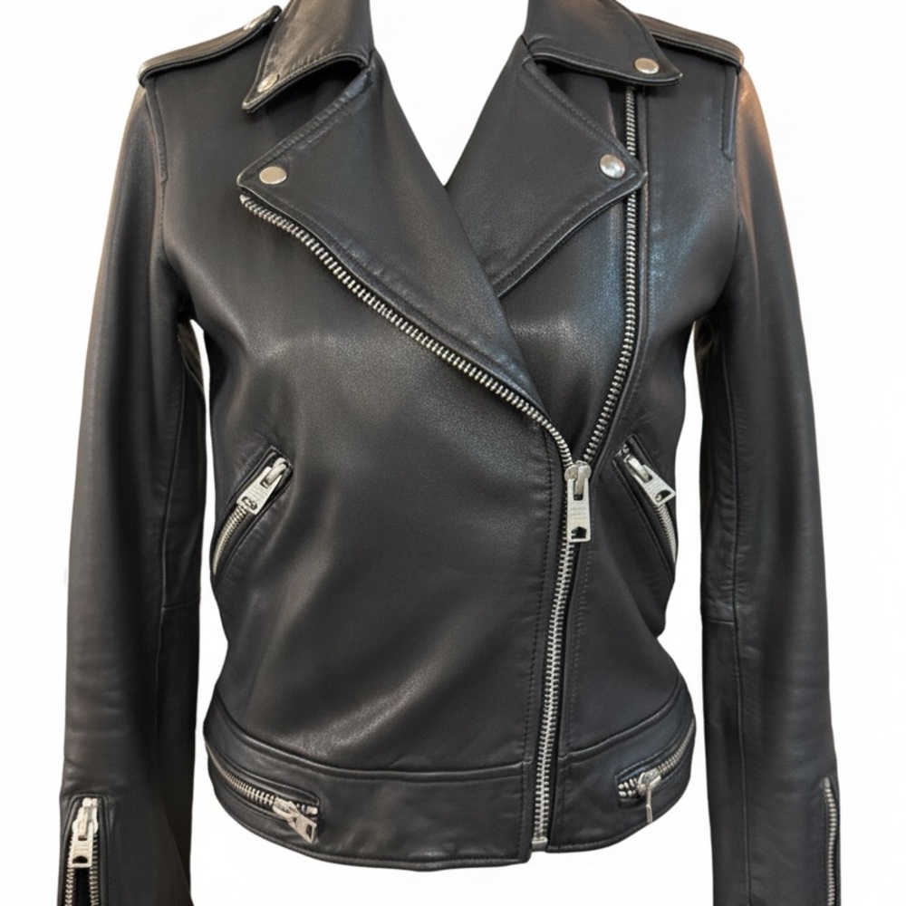 All Saints Black Leather Moto Jacket